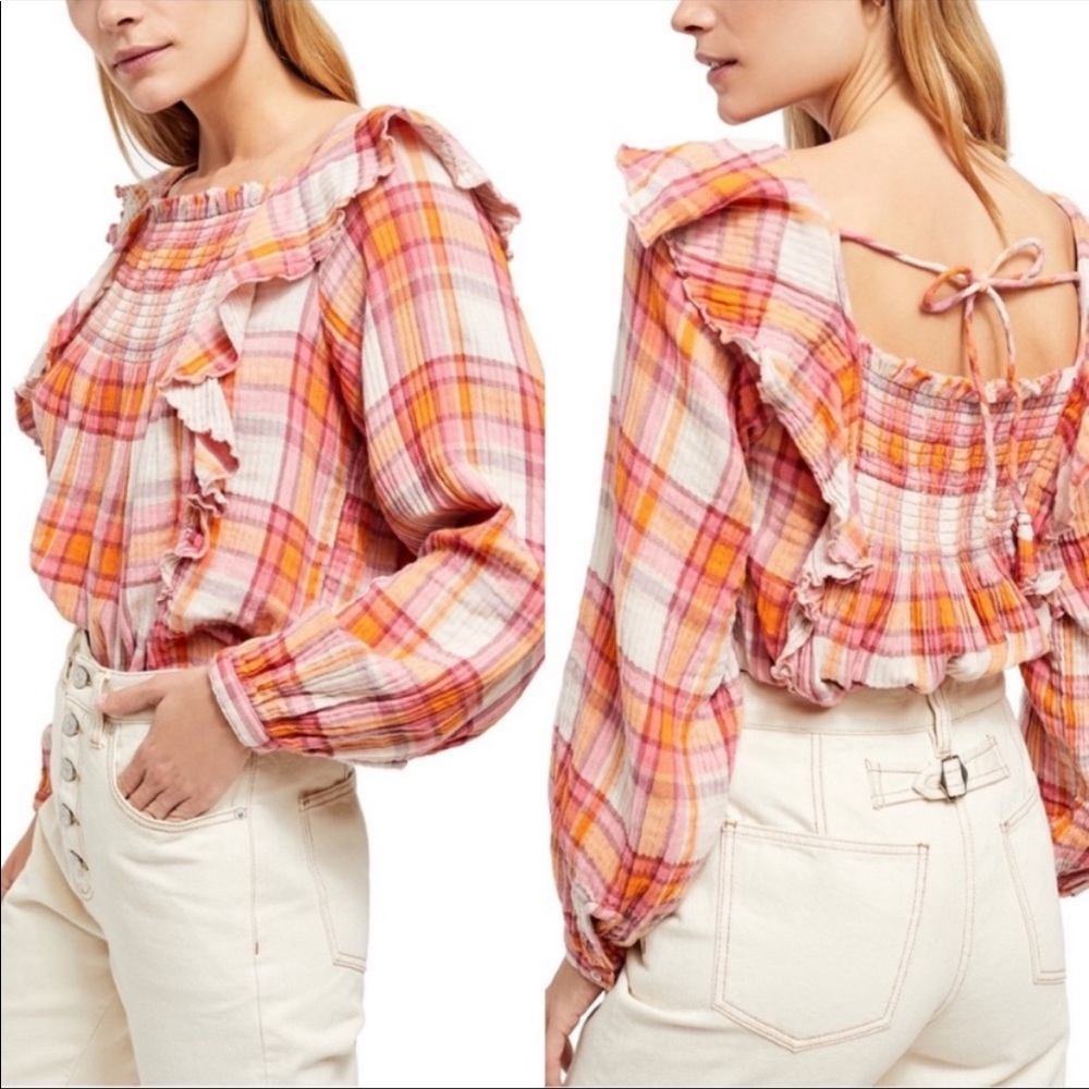 We The Free Siena Plaid Blouse - Size M